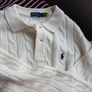 polo ralph lauren cable-knit wool-cashmere sweater M